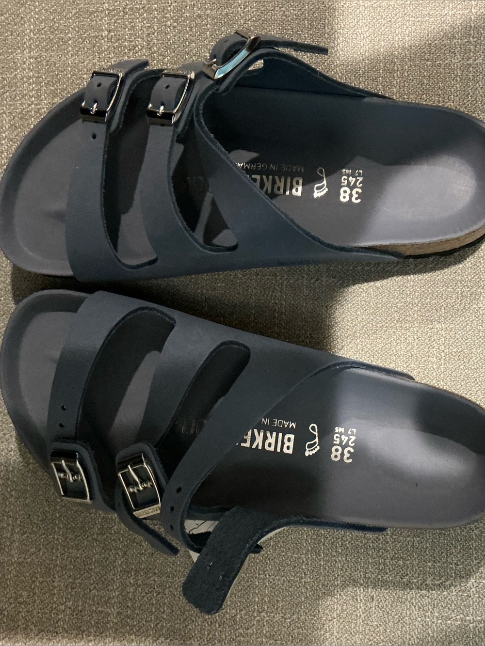 Birkenstock Navy Triple-Strap Slide Sandals